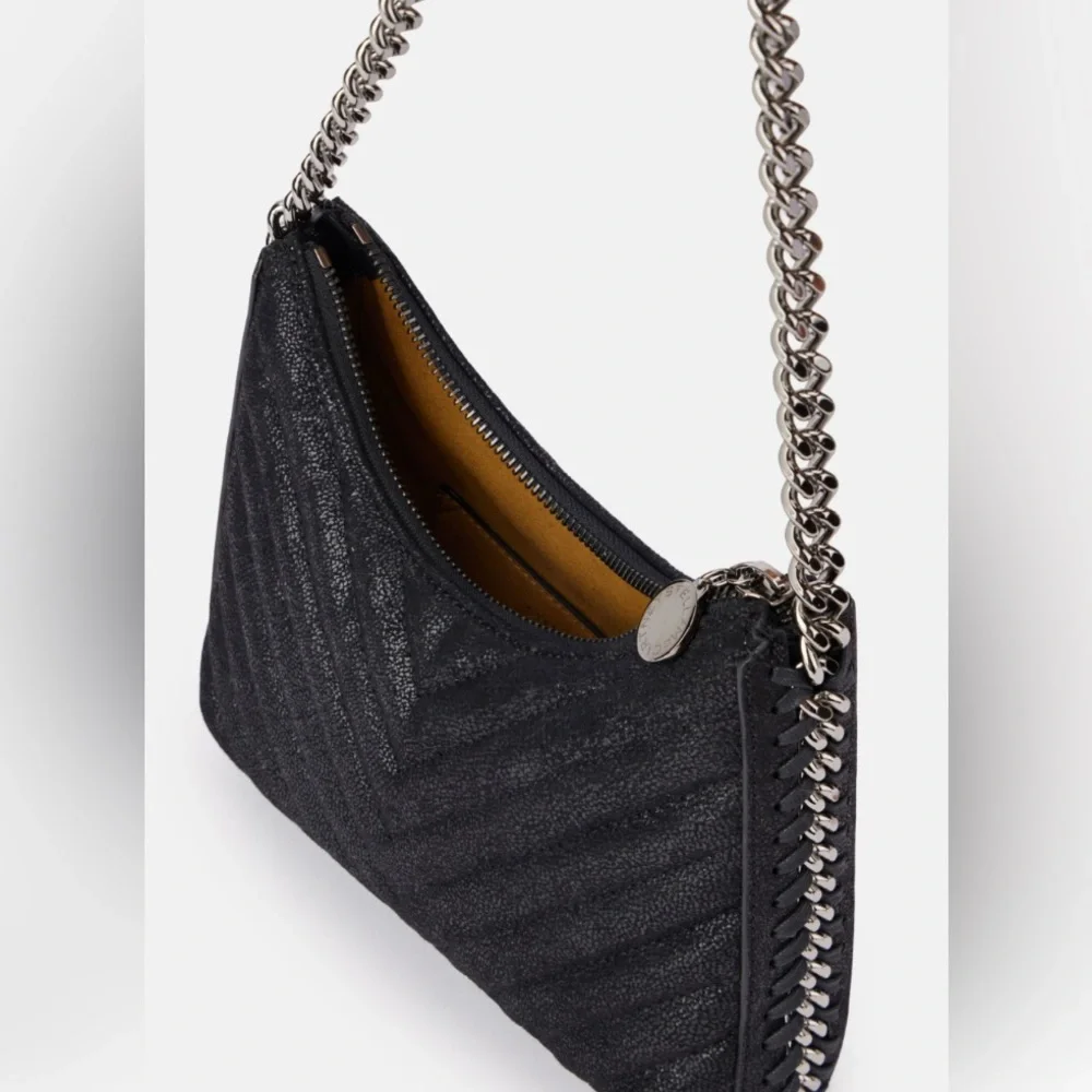 EUC [Stella McCartney] Falabella Quilted Zip Close Chain Shoulder Black Handbag - Picture 2 of 16